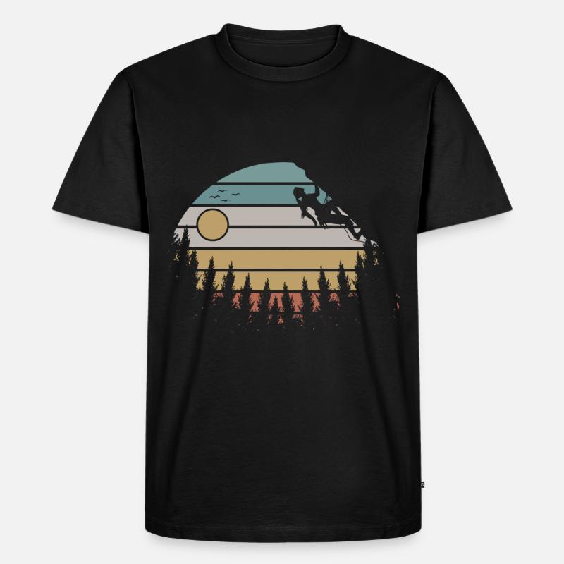 Retro Klettern Mädchen Kletterer Bouldern - Männer Premium Bio T-Shirt - Schwarz