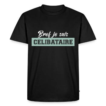 je suis célibataire. t shirt pour célibataire - T-shirt Premium bio Homme - noir - Devant - Nico (187cm)