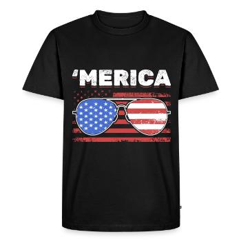 American Flag Sunglasses USA Merica - Men's Premium Organic T-Shirt - black - Front - Nico (187cm)