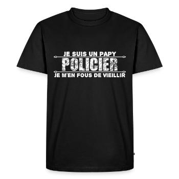 je suis un papy policier cadeau pour mon papy. - T-shirt Premium bio Homme - noir - Devant - Nico (187cm)