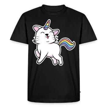 Kawaii Caticorn - cat unicorn - Men's Premium Organic T-Shirt - black - Front - Nico (187cm)