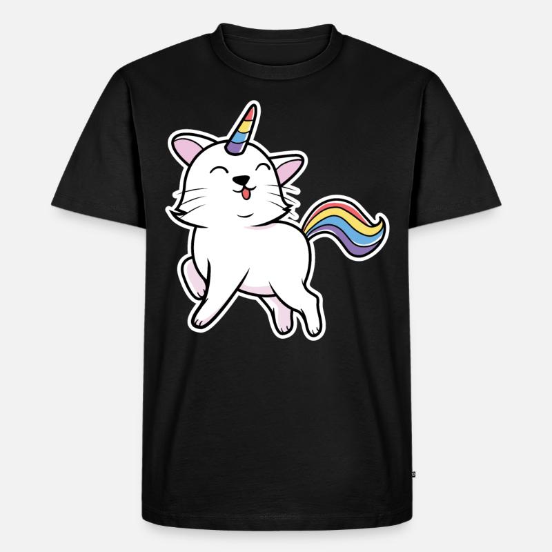 Kawaii Caticorn - Katze Einhorn - Männer Premium Bio T-Shirt - Schwarz