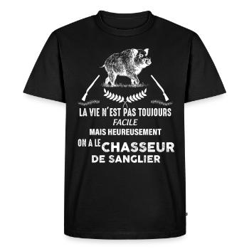 Chasseur de sanglier - T-shirt Premium bio Homme - noir - Devant - Nico (187cm)