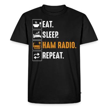 Radioamateur - Concours KLeidung - T-shirt Premium bio Homme - noir - Devant - Nico (187cm)