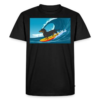 Teckel Propriétaire Beach Dog Surfing Surfboard Surfer - T-shirt Premium bio Homme - noir - Devant - Nico (187cm)