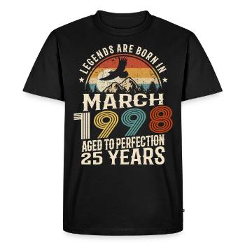 March 1998 - 25 years old - 25th birthday - Men's Premium Organic T-Shirt - black - Front - Nico (187cm)