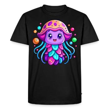Méduse mignonne - T-shirt Premium bio Homme - noir - Devant - Nico (187cm)