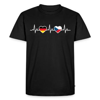 Czech Republic Germany Heartbeat Flag Czech Republic - Men's Premium Organic T-Shirt - black - Front - Nico (187cm)
