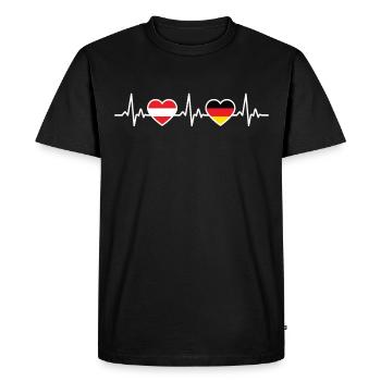 Austria Germany Heartbeat Austrians - Men's Premium Organic T-Shirt - black - Front - Nico (187cm)