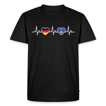 Kosovo Germany Heartbeat Flag Kosovars - Men's Premium Organic T-Shirt - black - Front - Nico (187cm)