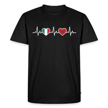 Morocco Italy Vintage Heartbeat Flag - Men's Premium Organic T-Shirt - black - Front - Nico (187cm)