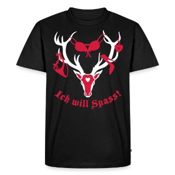 Deer with prey - I want fun! 2c - Men's Premium Organic T-Shirt - black - Front - Nico (187cm)