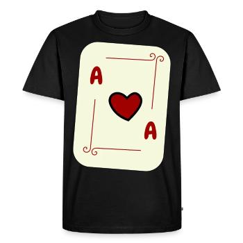 As du coeur, carte à jouer, jeu de cartes, as, carte - T-shirt Premium bio Homme - noir - Devant - Nico (187cm)