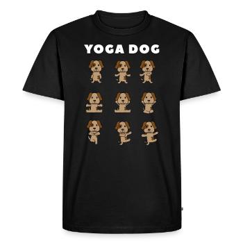 Yoga dog - Men's Premium Organic T-Shirt - black - Front - Nico (187cm)