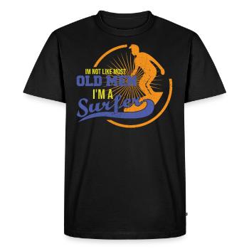 Surfeur surfeur surfeur - T-shirt Premium bio Homme - noir - Devant - Nico (187cm)