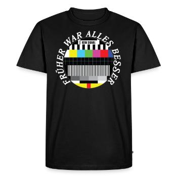 Früher war alles besser Testbild TV Sendeschluß - Männer Premium Bio T-Shirt - Schwarz - Vorne - Nico (187cm)