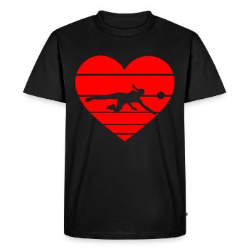Coeur de volley-ball rouge - T-shirt Premium bio Homme - noir - Devant - Nico (187cm)