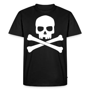 White skull with crossed bones. Skull - Men's Premium Organic T-Shirt - black - Front - Nico (187cm)