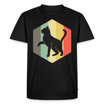 Chat Rétro folle dame de chat - T-shirt Premium bio Homme - noir - Devant - Nico (187cm)