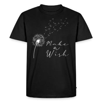 Make a wish blowball dandelion ease - Men's Premium Organic T-Shirt - black - Front - Nico (187cm)