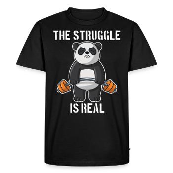 Entraînement Panda Fitness Gym La lutte est réelle - T-shirt Premium bio Homme - noir - Devant - Nico (187cm)