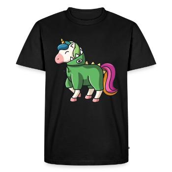 Licorne kawaii en costume de dinosaure kawaii mesdames - T-shirt Premium bio Homme - noir - Devant - Nico (187cm)