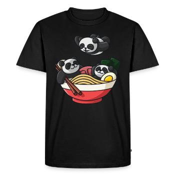 Ramen Soup Noodle Box Funny Ramen Bowl Panda Pool - Men's Premium Organic T-Shirt - black - Front - Nico (187cm)