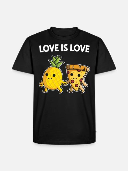 Pizza Hawaii spiser ananas pizza - Herre Premium økologisk T-shirt - sort