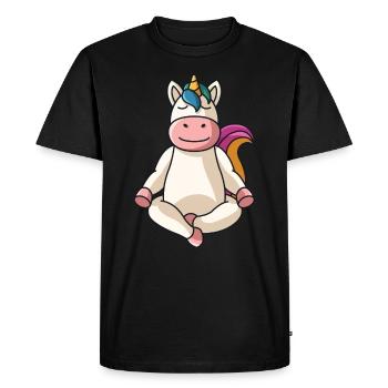 Licorne yoga mandala yoga spirituel dames disant - T-shirt Premium bio Homme - noir - Devant - Nico (187cm)