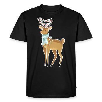 Noël cerf cerf cerf brun - T-shirt Premium bio Homme - noir - Devant - Nico (187cm)
