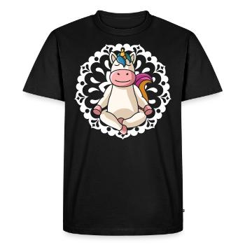 Licorne yoga mandala yoga spirituel dames disant - T-shirt Premium bio Homme - noir - Devant - Nico (187cm)
