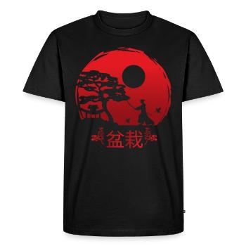Méditation Bonsai Kanji Japon - T-shirt Premium bio Homme - noir - Devant - Nico (187cm)