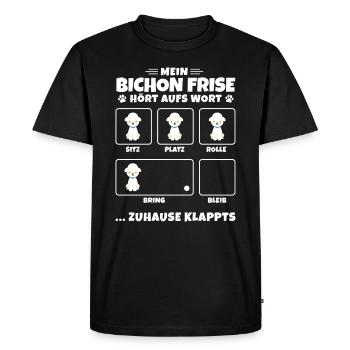 Bichon Frise Dog Tricks Lured Lap Dog - Men's Premium Organic T-Shirt - black - Front - Nico (187cm)