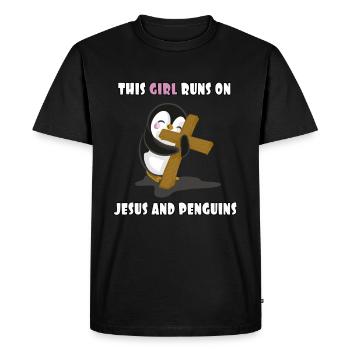 Jésus et pingouins - T-shirt Premium bio Homme - noir - Devant - Nico (187cm)
