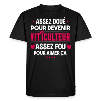 Viticulteur. Cadeau métier vigneron. Viticulture - T-shirt Premium bio Homme - noir - Devant - Nico (187cm)