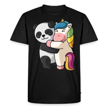 Panda avec licorne aime les animaux mignons doux - T-shirt Premium bio Homme - noir - Devant - Nico (187cm)