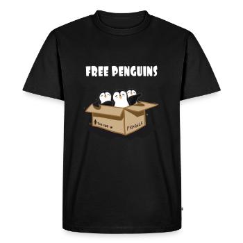 Les Pingouins de Free dans le carton - T-shirt Premium bio Homme - noir - Devant - Nico (187cm)