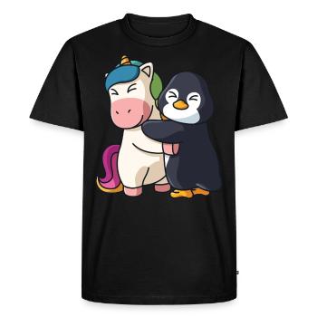 Licorne et pingouin amour mignon animaux mignons - T-shirt Premium bio Homme - noir - Devant - Nico (187cm)