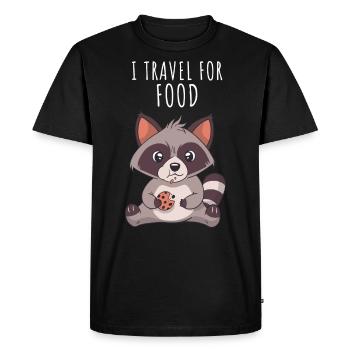 Raccoon Food Lover Food Traveler I Travel - T-shirt Premium bio Homme - noir - Devant - Nico (187cm)