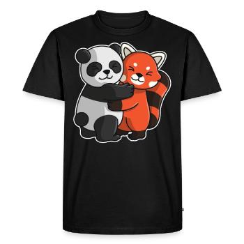 red Panda and Panda bear cute Hug Cuddle Animals - Men's Premium Organic T-Shirt - black - Front - Nico (187cm)