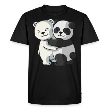 Panda and Icebear cute Hug Cuddle Animals - Men's Premium Organic T-Shirt - black - Front - Nico (187cm)