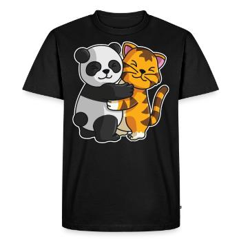 Panda and Tiger cute Hug Cuddle Animals - Men's Premium Organic T-Shirt - black - Front - Nico (187cm)
