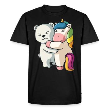 Icebear and Unicorn cute Hug Cuddle Animals - Men's Premium Organic T-Shirt - black - Front - Nico (187cm)