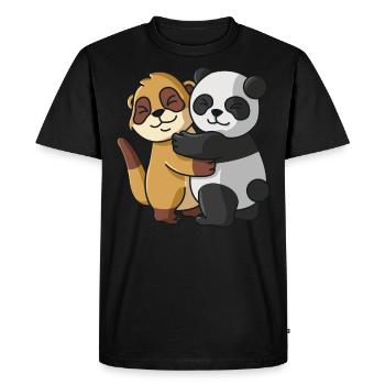 Meerkat Panda cute Hug Cuddle Animals - Men's Premium Organic T-Shirt - black - Front - Nico (187cm)