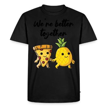 Hawaiian Pizza We're better together - Men's Premium Organic T-Shirt - black - Front - Nico (187cm)