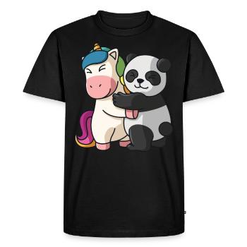 Unicorn Panda cute Hug Cuddle Animals - Men's Premium Organic T-Shirt - black - Front - Nico (187cm)