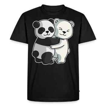 Panda and Icebear cute Hug Cuddle Animals - Men's Premium Organic T-Shirt - black - Front - Nico (187cm)