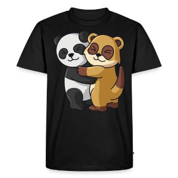 Panda and Meerkat Hug Cuddle Animals - Men's Premium Organic T-Shirt - black - Front - Nico (187cm)