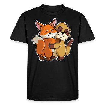 Meerkat Fox cute Hug Cuddle Animals - Men's Premium Organic T-Shirt - black - Front - Nico (187cm)