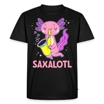 Cute Axolotl Kawaii Saxalotl - Men's Premium Organic T-Shirt - black - Front - Nico (187cm)